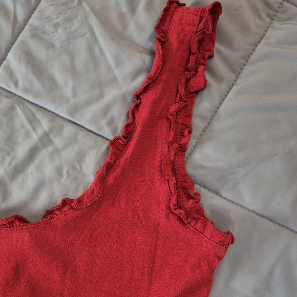 RW&CO. Maroon Ruffled Button-Front Tank - Picture 6 of 6